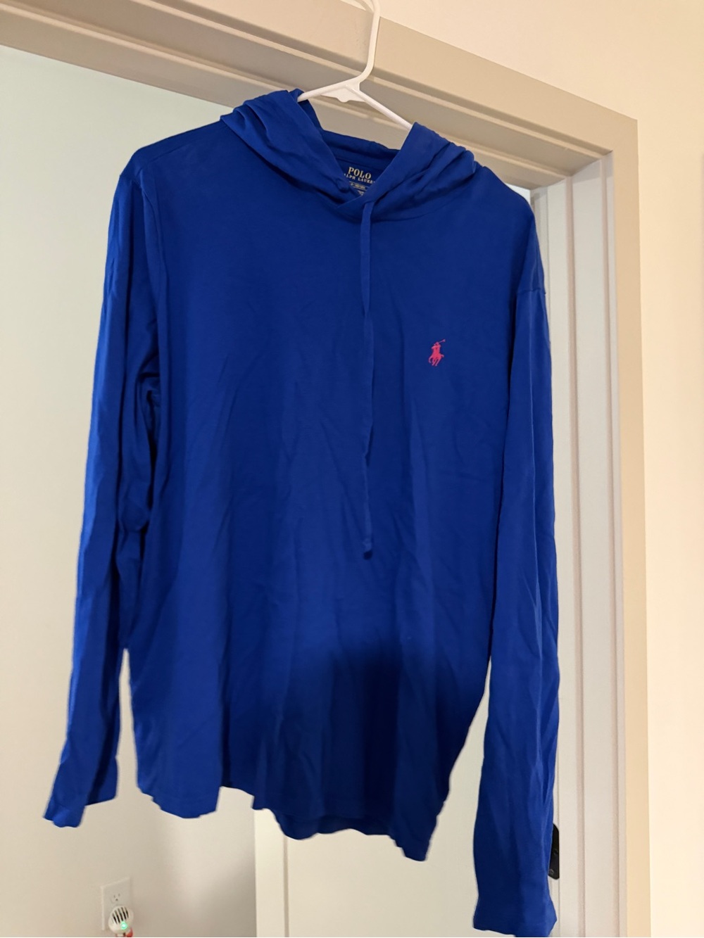 Ralph Lauren Men’s Royal Blue Crewneck Hoodie with Pink Polo Pony